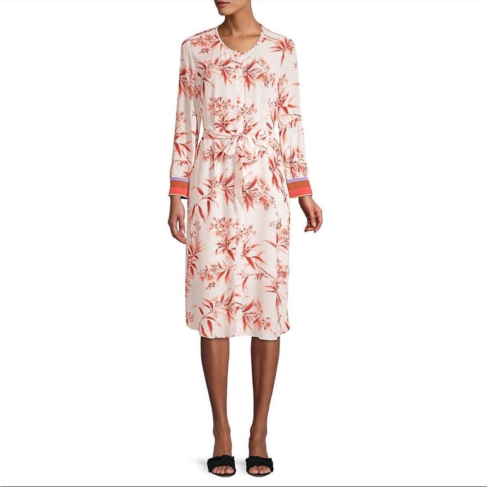 Joie Jeanee Floral Tie Waist Midi Shirtdress